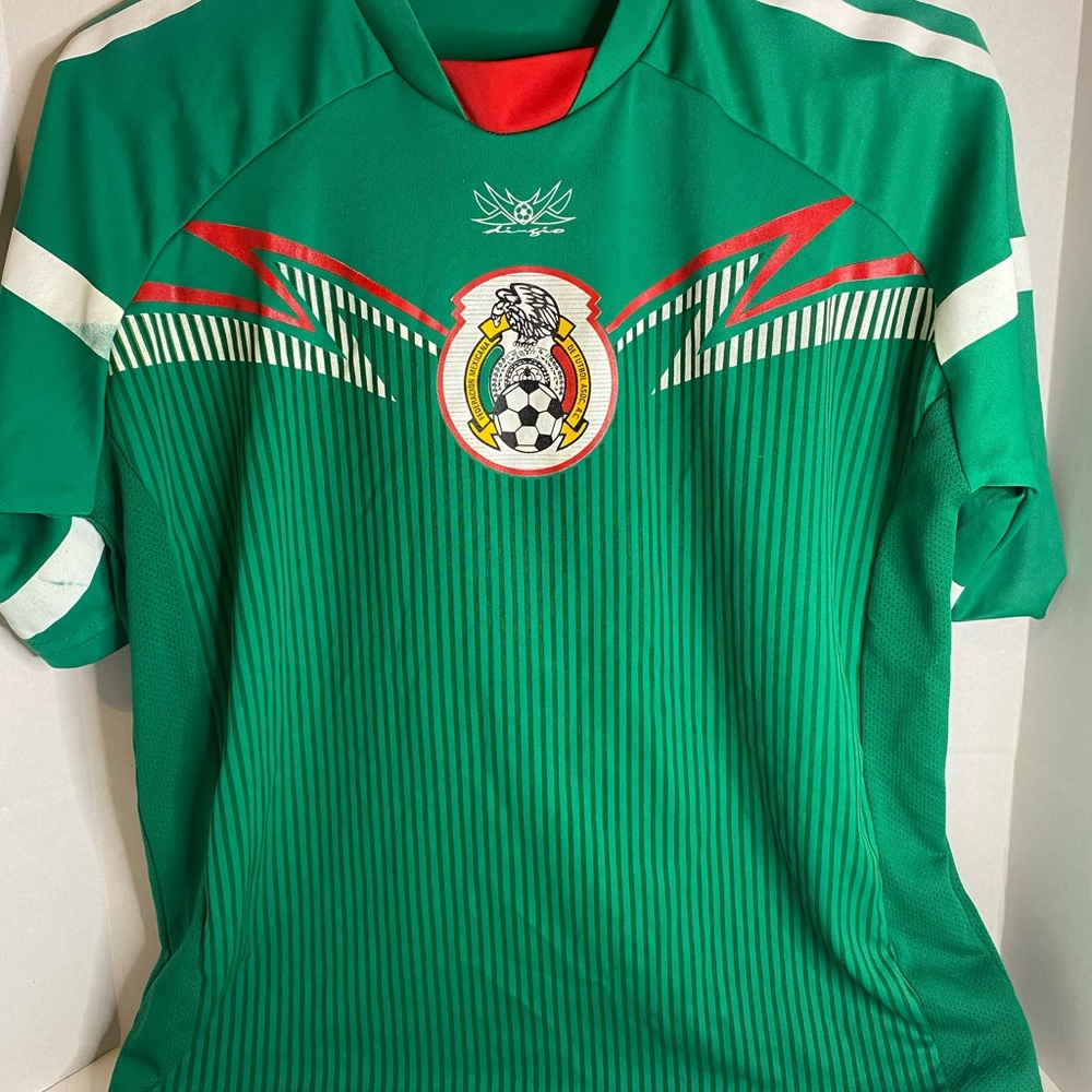 Men's Green Soccer Jersey with Red & White Accents